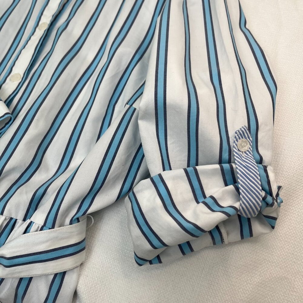 Draper James Blue and White Striped Midi Shirt Dress - Picture 8 of 16